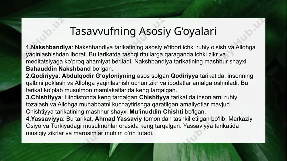 tasavvuf ta'limotining shakllanish tarixi, mohiyati va asosiy g‘oyalari - Page 5