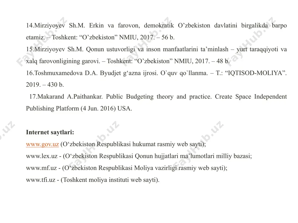 ил 30 январдаги 11-сон буйруғи ўз. рес. адлия вазирлиги томонидан 2019 йил 20 мартда рўйхатдан ўтказилди, рўйхат рақами 3144 byudjet hisobi standartlari o‘zbekiston respublikasi byudjet kodeksining 161-moddasiga muvofiq va byudjet hisobini davlat sektorida moliyaviy hisobotlarning xalqaro standartlari bilan muvofiqlashtirish maqsadida o’zbekistonda ham budjet hisobi standartlari qabul qilingan. ularga (1-sonli bhs) “hisob siyosati”, (2-sonli bhs) “yagona schyotlar rejasi”, (3-sonli bhs) “budjet hisoboti”, (4-sonli bhs) “valyuta kursi o'zgarishining ta'siri” (bundan buyon matnda standart deb yuritiladi) , (5-sonli bhs) “qishloq xo'jaligi”, (6-sonli bhs) “ijara”, (7-sonli bhs) “tovar-moddiy zaxiralar”, (8-sonli bhs) “ko'chmas mulk, bino va jihozlar”, (9-sonli bhs) “nomoddiy aktivlar”, (10-sonli bhs) “almashuv operatsiyalaridan olinadigan daromadlar”, (11-sonli bhs) “qarz majburiyatlari bo'yicha xarajatlar”, 12-sonli bhs) “qurilishga oid shartnomalar”, hisob siyosati mazkur standart byudjet tashkilotlarida hisob siyosatini tanlash va qo‘llash, hisob siyosatiga o‘zgarishlarning hisobini yuritish hamda moliyaviy hisobotlarni tuzishda qo‘llanilishi lozim. hisob siyosati rahbar yoki uning o‘rinbosarining buyrug‘i yoki qarori bilan tasdiqlanadi va yildan-yilga izchil qo‘llaniladi. …