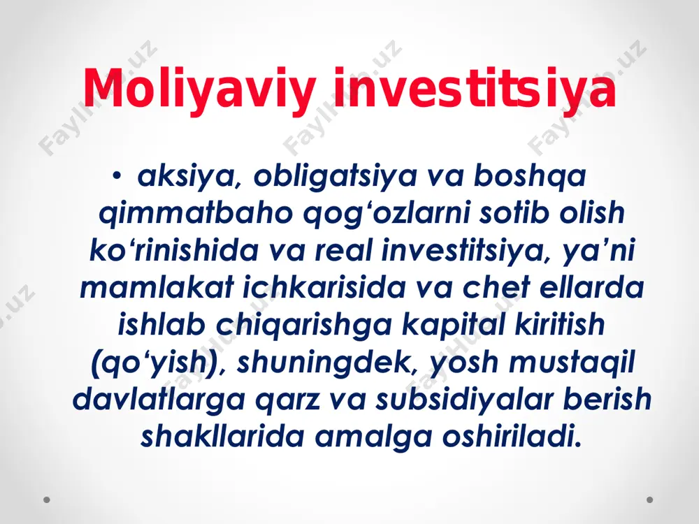 , ortiqcha ma’muriy vertikal tuzilmalarni tugatish; • bozor iqtisodiyoti talablaridan kelib chiqqan holda, ayrim tarmoq va hududiy boshqaruv tuzilmalarini qayta tuzish, birlashtirish, qisqartirish va tugatish asosida iqtisodiyotni boshqarish tuzilmalarining samaradorligini ta’minlash; • boshqaruv tizimining samaradorligini sifat jihatidan yangi bosqichga ko‘tarish; • zamonaviy axborot va kommunikatsiya texnologiyalarini joriy etish. o‘zbekiston respublikasida ma’muriy islohotlar konsepsiyasida belgilangan davlat boshqaruvi tizimini tubdan isloh qilishning 6 ta asosiy ustuvor yo‘nalishi 1. ijro etuvchi hokimiyat organlari faoliyatining institutsional va tashkiliy-huquqiy asoslarini takomillashtirish; 2. ijro etuvchi hokimiyat organlarining vazifalarini, ularni amalga oshirish mexanizmlari va javobgarlik sohasini aniqlashtirish; 3. iqtisodiyot tarmoqlariga ma’muriy ta’sir ko‘rsatishni yanada qisqartirish va boshqaruvning bozor mexanizmlarini kengaytirish; 4. vertikal boshqaruv tizimi va ijro etuvchi hokimiyat organlari hamkorligining mexanizmlarini takomillashtirishga yo‘naltirilgan chora-tadbirlarni amalga oshirish; 5. davlat boshqaruvi tizimiga strategik rejalashtirishning zamonaviy shakllari, innovatsion g‘oyalar, ishlanmalar va texnologiyalarni joriy etish; 6. professional davlat xizmatining samarali tizimini shakllantirish. institutsional o‘zgartirishlar natijasida o‘zbekistonda vujudga keltirilgan davlat boshqaruvi tizimi …