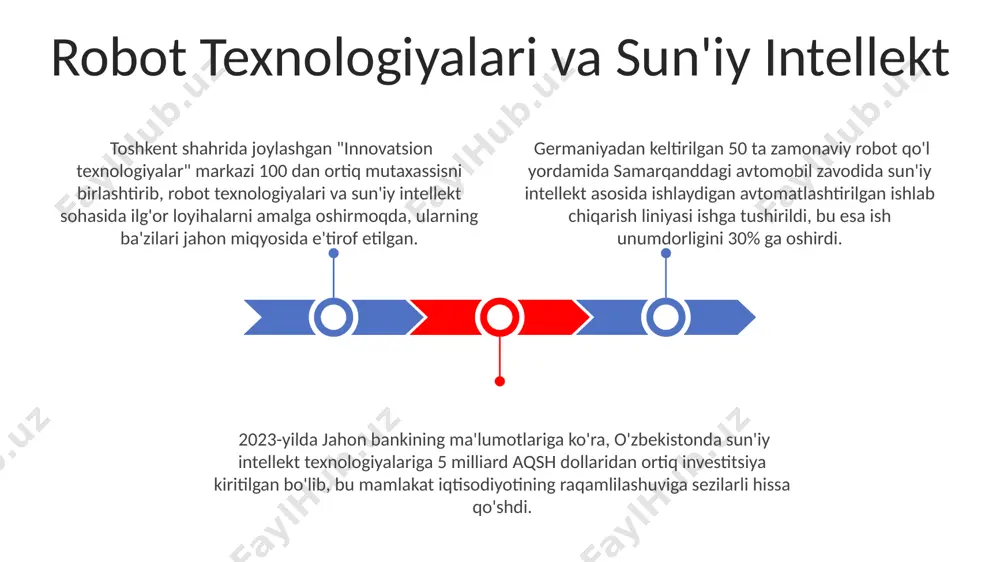 llektning zamonaviy ta'rifi, 2023 yil holatiga ko'ra, 1000 dan ortiq turli xil algoritmlar va chuqur o'rganish texnologiyalarining birlashmasini o'z ichiga oladi, masalan, google tomonidan ishlab chiqilgan transformer arxitekturasi. sun'iy intellektning kelajagi yaqin 10 yilda, ayniqsa, singapur, koreya va aqsh kabi rivojlangan mamlakatlarda avtonom transport vositalarining soni 5 millionni tashkil etishi taxmin qilinmoqda. 2040-yillarga kelib sun'iy intellekt yordamida diagnostika va davolanishning aniqligi 30% ga oshishi, bu esa jahon sog'liqni saqlash tashkiloti ma'lumotlariga ko'ra, yillik o'lim ko'rsatkichini pasaytirishi mumkin. sun'iy intellektning kelajagi 2030-yilga kelib 5g tarmoqlari va kvant hisoblash texnologiyalarining rivojlanishi bilan global miqyosda 100 trillion dollarlik bozorga aylanishi kutilmoqda. sun'iy intellektning qo'llanilishi misollari jahon sog'liqni saqlash tashkiloti ma'lumotlariga ko'ra, sun'iy intellekt texnologiyalari yordamida 2022 yilda dunyo bo'ylab 10 millionlab tibbiy diagnostika jarayonlari aniqlashtirishga yordam berdi. sun'iy intellekt yordamida 2023-yilda aqshning kaliforniya shtatida joylashgan yirik kompaniyalar 30% ga yaqin xarajatlarini optimallashtirishga erishdi. toshkent shahrida joylashgan "uzbek telecom" kompaniyasi sun'iy intellekt algoritmlarini qo'llab, …