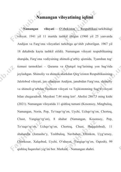 namangan viloyatining iqlimi — DOCX