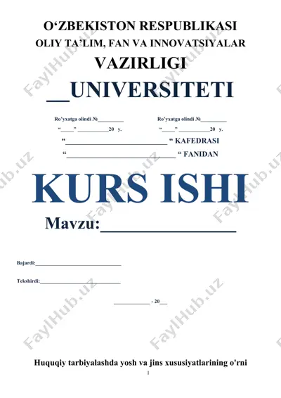 huquqiy tarbiyalashda yosh va jins xususiyatlarining o'rni — DOCX