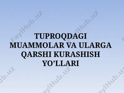 tuproqdagi muammolar va ularga qarshi kurashish yo’llari — PPT