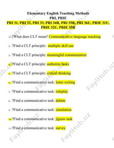 elementary english teaching methods — DOC