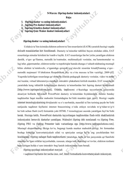 ispring dasturi imkoniyatalari — PDF