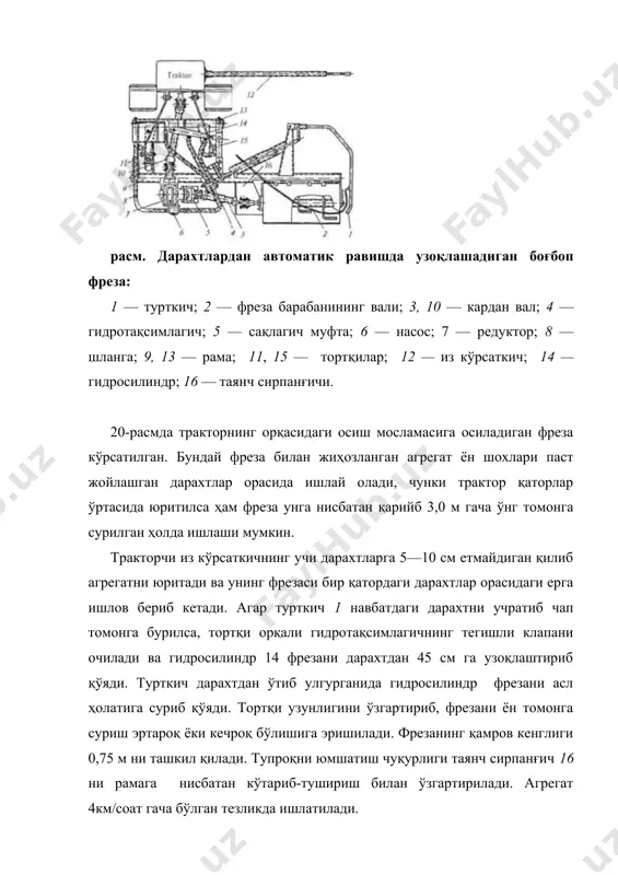 тве. москва, 9. «агропромиздат», 1991. 10. илмий монографиялар, мақолалар, диссертациялар. 11. қишлоқ хўжалиги машиналари. дарслик. www.дит сентр.уз. 12. суғоришни механизациялаш. www.нетафим.ру. 13. плодоводство и виноградарство. ҳттп:/www.бфпуис.ру.