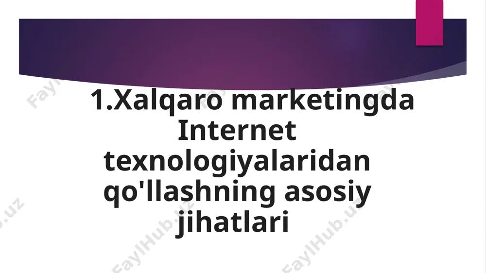 ti-harakatlarini tahlil qilish va marketingni shaxsiylashtirishga yordam beradi. -google analytics, yandex metrica, piwik pro – kampaniyalar samaradorligini kuzatish vositalari. -a/b testi marketing strategiyalariga turli yondashuvlarni sinab ko'rish imkonini beradi. 6. xalqaro mahalliylashtirish va ux -ko'p tilli veb-saytlar va kontentni moslashtirish turli mamlakatlarda ishlash uchun muhimdir. -madaniyatlararo marketing - turli mintaqalardagi tomoshabinlarning xususiyatlarini tushunish. -turli bozorlar uchun ux/ui dizayni – interfeyslarni foydalanuvchi imtiyozlariga moslashtirish. 4. elektron tijorat va bozorlar -amazon, ebay, alibaba, etsy - xalqaro savdo platformasi. -d2c (to'g'ridan-to'g'ri iste'molchi) - bu brendlarning bozorga vositachilarsiz kirishi uchun strategiya. topshiriq smm va seo so’zlarini farqini yozing. topshiriq quyidagi predmetlarga ta’rif being.(ruchka va qog’oz) frilanser, seo mutaxassis, koperayter, bloger, crm mutaxassisliklari haqida ma’lumot bering. i n f l y a t s i y a l x d i l e r k v o t a i a i l s r b s a v d o r r m i …