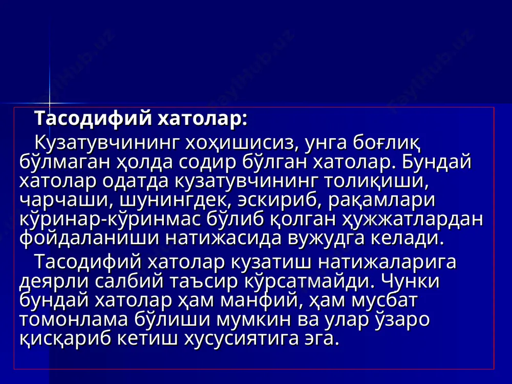 kategoriyalar va turlar bo'yicha tanlab kuzatish xatolari - Page 5