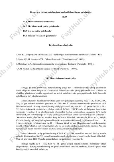 minеralоkеramik plastinkalar — PDF
