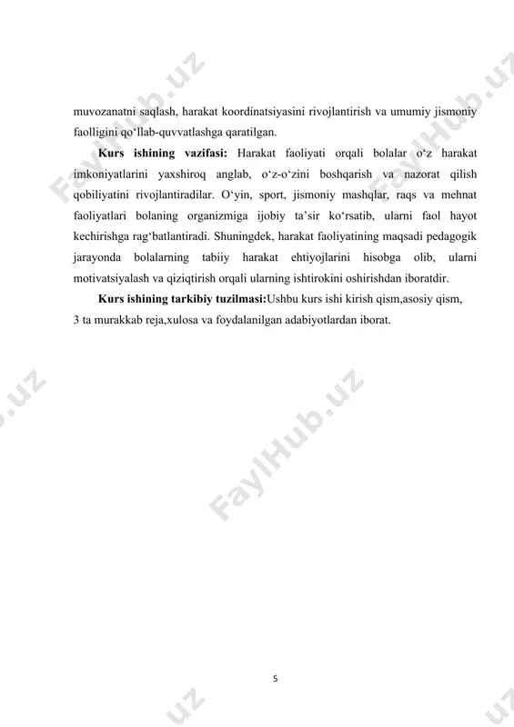 urak-qon tomir tizimini mustahkamlaydi va mushaklarni rivojlantiradi. bu esa, o‘z navbatida, turli kasalliklarning oldini olishga yordam beradi. shuningdek, harakat ruhiy salomatlikni ham qo‘llab-quvvatlaydi; jismoniy faoliyat stressni kamaytiradi va kayfiyatni yaxshilaydi. harakat faoliyati ijtimoiy aloqalarni rivojlantirishda ham muhim ahamiyatga ega. sport va jamoaviy o‘yinlar orqali insonlar o‘rtasida do‘stlik va hamkorlik mustahkamlanadi. bu ijtimoiy aloqalar, o‘z navbatida, jamiyatni yanada barqaror qiladi. iqtisodiy jihatdan, jismoniy faoliyat ish samaradorligini oshiradi va ishchilarni motivatsiya qiladi, bu esa tashkilotlar va davlatlar uchun ijobiy natijalar keltiradi.harakat faoliyatining nazariy asoslari va amaliy ahamiyati inson hayotining har bir jabhasida muhim rol o‘ynaydi. harakat orqali insonlar o‘z imkoniyatlarini kengaytirishi, maqsadlariga erishishi va hayot sifatini oshirishi mumkin. bu jarayonlarning o‘zaro bog'liqligi esa harakat faoliyatini yanada muhim qiladi va uning nazariy va amaliy jihatlarini o‘rganishni talab etadi. harakat faoliyatining nazariy asoslari va amaliy ahamiyati insonning jismoniy, ruhiy va intellektual rivojlanishida muhim rol o‘ynaydi. harakat faoliyati inson organizmining tabiiy ehtiyoji bo‘lib, u hayot …