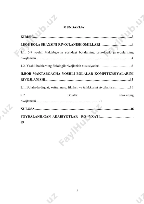bilan qarash, mehnatsevarlik, kattalar mehnati natijalarini asrab-avaylash kabi axloqiy sifatlar tarbiyalaydi. yuqoridagilarni hisobga olgan holda kurs ishining dolzarbligi asoslandi. maktabgacha ta'limning maqsad va vazifalari. davlat talablarida maktabgacha ta'lim-tarbiyaning mazmuni. bolalarni maktabga tayyorlash fanining boshqa fanlar bilan aloqasi. maktabgacha ta'lim muassasasida ta'lim-tarbiya ishini davr talabi ekanligi. maktabgacha ta'lim muassasasida bolalarni rivojlantirish bosqichlari. har bir maktabgacha ta'lim muassasasi yagona nazorat tizimini yaratishi kerak, uning maqsad va vazifalari maktabgacha ta'lim muassasasining ta'lim va tarbiya jarayonining maqsad va vazifalaridan kelib chiqadi, shuning uchun yillik rejada rejalashtirilgan (4-bo'lim nazorat va boshqaruv). ). nazorat o‘z vaqtida amalga oshirilsa va uni amalga oshirish natijasida rejalashtirilgan tadbirlar amalga oshirilsa samarali bo‘ladi. nazorat jarayonida faktni bayon qilish emas, balki kamchiliklarning sabablarini aniqlash, ularni bartaraf etish bo‘yicha samarali chora-tadbirlar ishlab chiqish muhim ahamiyatga ega. o'qituvchilar tarkibining barcha a'zolari har qanday test natijalarini bilishlari kerak. shunday qilib, nazorat bo'lishi kerak muntazam, tizimli, samarali va shaffof. nazoratning eng keng tarqalgan to'rtta shakli …