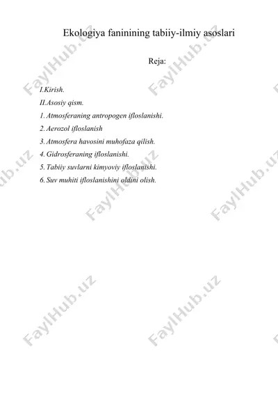 ekologiya faninining tabiiy-ilmiy asoslari — DOC