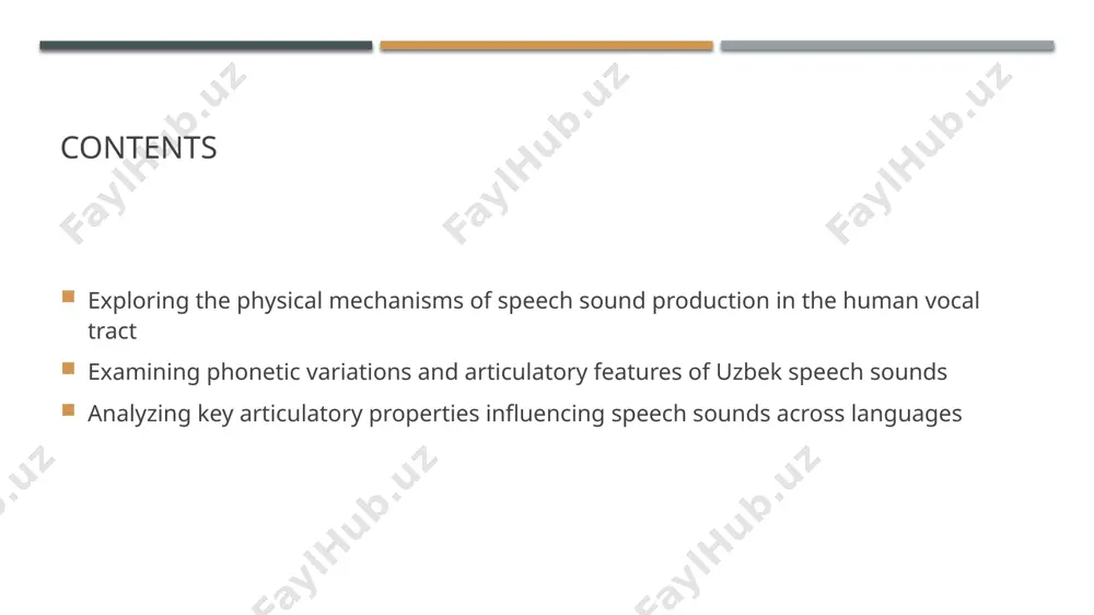 tly influences the acoustic properties and distinctiveness of speech sounds. resonance and sound modulation variations in tract shape create different resonant cavities, shaping formant frequencies that define vowel qualities and affect consonant articulation clarity. articulatory flexibility shapes phonetic diversity dynamic adjustments of tract components allow speakers to produce diverse sounds, including uzbek-specific vowels and consonants, reflecting language-specific phonetic traits. articulatory features of uzbek consonants and vowels 1 consonant articulation uzbek consonants involve precise tongue, lip, and palate movements, with distinctions like voiced/voiceless and place of articulation, shaping unique sounds. 2 vowel production features uzbek vowels are characterized by their front, back, and rounded qualities, with clear distinctions in tongue height; vowel harmony influences their articulation. 3 phonetic variations in uzbek variations occur due to speaker dialects or speech context, affecting sound quality, such as devoicing or nasalization, which reflect regional and social factors. phonetic variations in uzbek speech sounds and …