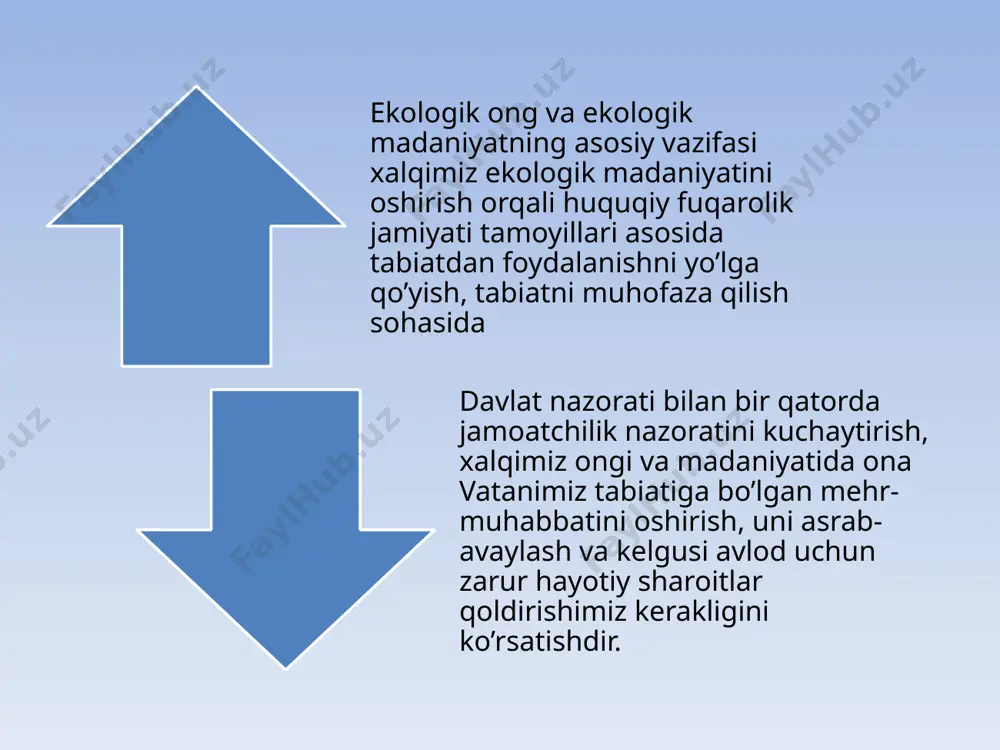qismi ekanligini anglab, u o’zining harakatlari bilan tabiat o’rtasidagi munosabatlarni ongli ravishda boshqariladiganligini his qilib kelgan. lekin insoniyat tabiatdan foydalanib uni qayta tiklanishiga e’tibor qaratilishini kech bo’lsa-da, tushunib yetdi. insonlar madaniyati shakllanib rivojlana borar ekan, tabiat in’omlari bo’lmish o’simlik va hayvonot dunyosi turlarini bir qanchasini madaniylashtirib, o’zlari uchun foydalanishni amalga oshirish jarayoni hozirda ham davom etayotgan jarayondir. atrof-muhit sofligi, uning rang-barangligi-yu xilma-xilligini saqlash, ekologik madaniyatni rivojlantirish va uni boshqarish asosan tabiatni muhofaza qilish davlat qo’mitasi va uning joylardagi tashkilotlari faoliyatiga bog’liq bo’libgina qolmay, joylardagi davlat hokimiyati organlarining ham burchidir. ularning atrof-muhit muhofazasiga oid qonun va hukumatimiz qarorlarini bajarishda ma’lum bir sustkashliklarga yo’l qo’yilmoqda. sabab esa, qishloq xo’jaligida foydalanish uchun qaysidir yillarda ekilgan daraxtlarni parvarishlash, ularning qurigan turlari o’rniga qayta ko’chat ekish yo’li bilan tiklash ishlari qoniqarli darajada emas. chunki mahsulot hosildorligini oshirish maqsadida tashkil etilgan ixotazorlarning zarurligini tasavvur etolmagan holda ayrim fermerlar tomonidan ixota daraxtzorlarini kesish hollari davom etmoqda. atrof-muhitni …