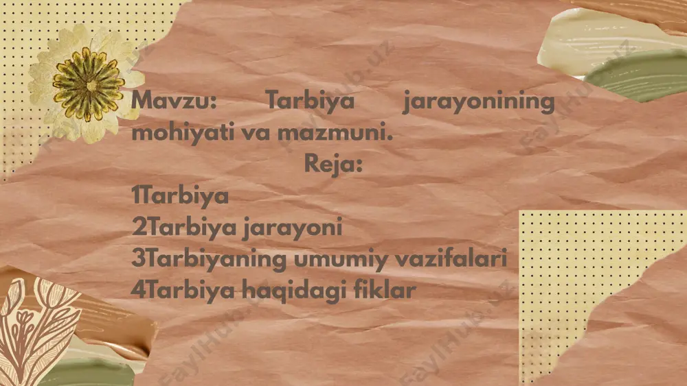 sbatan qarashlar, o'zini-o'zi anglashi, keng fikr yuritishi o'zini va boshqalarni fikri, g'oyalari, qarashlarini baholashi ham tarbiyaning muhim unsurlaridan biridir. jamoa bilan ishlash, boshqalarga nisbatan hurmat hissini oshirish, insonda hamkorlik tuyg'usini shakllantirish ham tarbiya asosida vujudga keladi. bizning olam, borliqqa nisbatan qarashlarimiz paydo bo'layotgan g'oyalarimiz negizida ham aynan shu tarbiya tamoyillari yotadi. tarbiya pedagogikaning ham asosiy tushunchalaridan biri hisoblanadi. pedagogikada tarbiya ikki manoda farqlanadi: keng ma'nodagi tarbiya va tor ma'nodagi tarbiya. keng manoda tarbiya- shaxsga jamiyatning ta'sir etishi, ijtimoiy hodisa sifatida qaraladi. ya'ni, shaxsning jamiyat talablariga javob berishiga va jamiyatning ta'siri natijasida shaxsni rivojlantirishga yo'naltirilgan tarbiya. tor ma'nodagi tarbiya- pedagogik jarayon sharoitida ta'lim maqsadini amalga oshirish uchun pedagog va tarbiyalanuvchilarning maxsus tashkil etilgan faoliyati hisoblanadi. bunda, tarbiya malum bir ta'limni o'rganish maqsadida tashkil etiladi va pedagog va o'quvchining faoliyat jarayoni tushuniladi. bundan bilinadiki, jamiyat uchun komil, ilmli, yetuk, barkamol insonni shakllantirishdan iboratdir tarbiyaning maqsadi. shaxsni kamol toptirishdagi asosiy tushuncha ham bu …