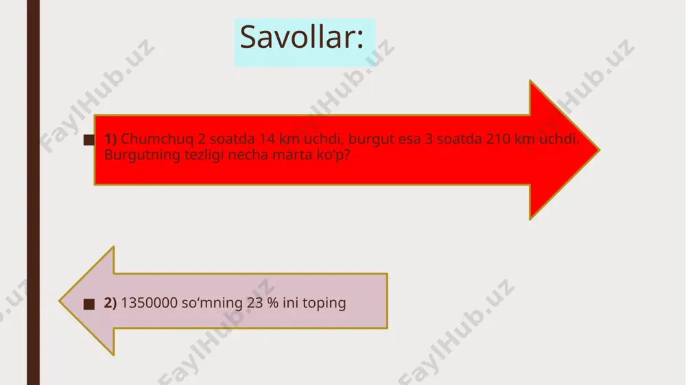 ar qatorini toping. a.15, 13, 24. b.14, 18, 20 d.22, 33, 45. 6. oq atirgullar-30 ta qizil atirgullar- 55 ta hammasi-? ta atirgul a.75 ta b. 57 ta d.85 ta 7. toq sonlar qatorini toping. a. 13, 15, 17 b. 14, 16, 18. d 45, 46, 47. 8. ifodani qiymatini toping. 78-(10+8)=? a. 40 b. 50 d. 60 9. kesma deb nimaga aytiladi ? a.tòĝri chiziqqa kesma deyiladi. b. siniq chiziqqa kesma deyiladi. d. 2 tomoni chegaralangan tòĝri chiziqqa kesma deyiladi. 10. masalani yeching. 1-sinfda-30 nafar òquvchi 2-sinfda-?, 2 nafar kam. a.28 b. 29 d. 26 11.tushib qolgan sonlarni toping? 1 2 3 .5 .7 . 9 a.4 6 b.4 6 8 d.3 4 6 8 12. ifodani qiymatini toping. 15-5-3-2-0=? a.4 b. 6 d.5 13. 38 sonidan oldin keladigan sonni toping. a.39 b. 37 d 36 14. mohlaroyimda-4 ta yonĝoq mehribonda-?, 6 ta ko'p. ikkalasida -? ta yonğoq a.10 …