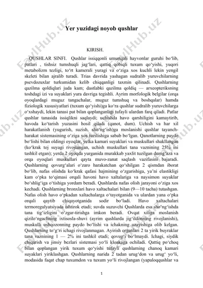yer yuzidagi noyob qushlar — DOCX