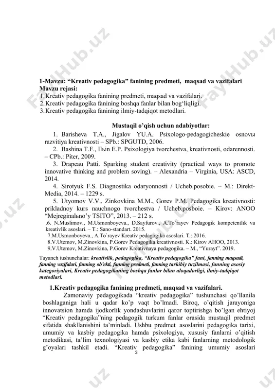 shqi olami o’zgarishining o’zaro mos kelishi, ijtimoiy-iqtisodiy shart-sharoitlar hamda inson ontogengizi – tug’ilishidan boshlab to umrining oxiriga qadar uzluksizlik, vorisiylikni taqozo etadigan faoliyat mazmuniga bog’liq. ma’lumki, kasbiy tajriba bilim, ko’nikma va malakalarning integratsiyasi sifatida aks etadi. biroq, kasbiy-ijoiy faoliyat ko’nikmalarining o’zlashtirilishi nafaqat amaliy ko’nikma va malakalarning integratsiyasi, mutaxassis sifatida faoliyatni samarali tashkil etish usul va vositalarini ishlab chiqishni emas, shu bilan birga kasbiy ijodkorlik metodologiyasidan xabardor bo’lish, ijodiy tafakkurni rivojlantirish va kreativ xarakterga ega shaxsiy sifatlarining etarli darajada o’zlashtirilishi talab etadi. ijodkor shaxsning shakllanishini shaxsning o’zaro mos tarzda bajarilgan ijodiy faoliyat va ijodiy mahsulotlarni yaratish borasidagi rivojlanishi sifatida belgilash mumkin. ushbu jarayonning sur’ati va qamrovi biologik va ijtimoiy omillar, shaxsning faolligi va kreativ sifatlari, shuningdek, mavjud shart-sharoit, hayotiy muhim va kasbiy shartlangan hodisalarga bog’liq. zamonaviy sharoitda pedagogning kreativlik sifatlariga ega bo’lishi taqozo etadi. so’nggi yillarda etakchi xorijiy mamlakatlarning ta’lim tizimida o’quvchi va talaba-o’quvchilarda kreativlik sifatlarini shakllantirish masalasiga alohida, jiddiy e’tibor …