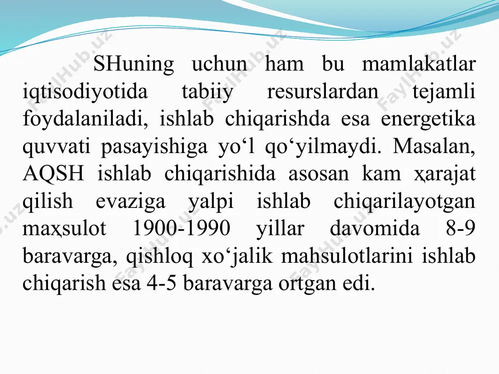 yettilik” davlatlarining vakillari iqtisodiy hamkorlik va taraqqiyot tashkilotining ijroiya qо‘mitasining doimiy a’zolari bо‘lib ҳisoblanadi. 80-yillardan sо‘ng jahon xо‘jaligi va ximda paydo bо‘lgan kuchli xalqaro uyushmalardan biri osiyo-tinch okeani mintaqasi davlatlarining iqtisodiy hamkorlik tashkiloti (1989 y.) va 1994 yilda tashkil topgan shimoliy amerika mamlakatlari iqtisodiy hamkorlik tashkiloti (nafta) hisoblanadi. osiyo-tinch okeani mintaqasi davlatlarining iqtisodiy ҳamkorlik tashkiloti shu hududdagi 20 dan ortiq mamlakatni (yaponiya, filippin, tailand, bruney, yangi zellandiya, gonkong, xitoy, avstraliya) birlashtirgan bо‘lib, bu davlatlar hissasiga jahon mamlakatlarining yalpi milliy mahsulotini 23-24% i, jahon savdosining 40-42% i va dunyo aholisini 40-41% i tо‘g‘ri keladi 8.4. jahon mashinasozlik sanoati va uning rivojlanish xususiyatlari hozirgi kunda dunyo mintaqasida ijtimoiy-iqtosodiy va siyosiy taraqqiyot yildan-yilga kuchayib, rivojlanib bormoqda. ayniqsa, 60-70 - yillardan sо‘ng rо‘y bergan ilmiy-texnika inqilibi ta’sirida osiyo mintaqasi о‘z taraqqiyot jabhasida yetakchi о‘rinlardan biriga kо‘tarildi. yaqin kunlarga qadar uchinchi dunyo mamlakatlari ҳisoblangan osiyoning kо‘pgina rivojlanayotgan davlatlari endilikda jaҳon bozorlarida turli soҳalar va tarmoqlar …