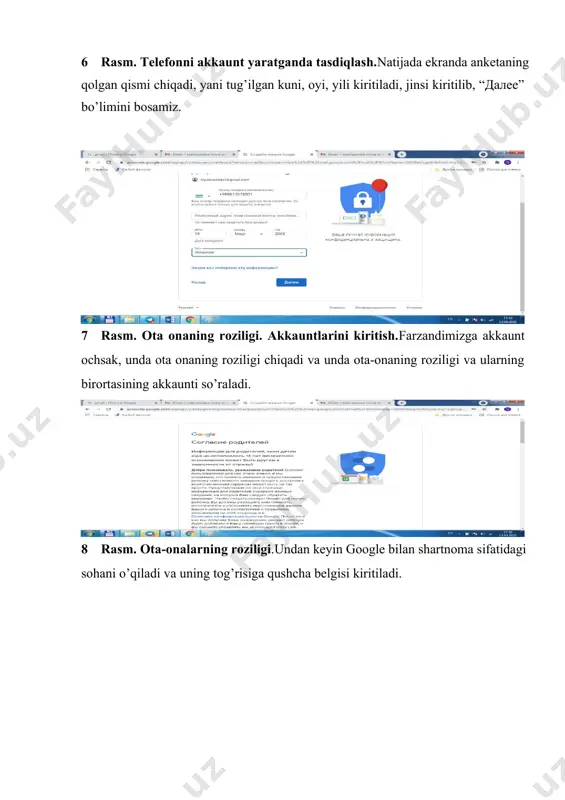 izga rasmlarni qoyamiz, matnlarni yozamiz. “недавние”bo’limiga kirib ko’rsak, google diskda taqdimotimiz ko’rinadi. google taqdimotlarda ham + quyilgan shakl bo’lib, uni belgilab, hujjatni yaratish kerak bo’ladi. taqdimotni tuli shablonlarinin tanlab, amalga oshirish mumkin. taqdimotni bo’sh fayl orqali kirb amalga oshiriladi, slayd nomi, uning matni va unga doi rasmlarni qo’yib, bir nechta slaudlrni yaratish mumkin bo’ladi. rasm 23. taqdimotni yaratish uchun bo’sh shablonni tanlaymiz, yani + belgili ohani tanlanadi. power point dasturidagi abi google taqdimotlar ilovasida ham slayd nomi, unga oid matn, rasmni slaydlarga qoyib chiqiladi. shablonlari tanlanadi. rasm 24 a. onlayn taqdimot yaratish. rasm 24 b. onlayn taqdimotni yaratish jarayoni.4 ta slayddan iborat “ta’limda axborot texnologiyalari” nomli taqdimotni yaratamiz.you tube ham google ilovalaridan biri hisoblanadi. bu yerda videolar bilan tanishishingiz mumkin. rasm 24 c. taqdimotni yaratish jarayoni.yuqorida birinchi slayd. undan keyin ikkinchisi. bu yerda foydalanuvchi turli shablonlarni tanlab, ulardan unumli foydalanishi mumkin, rangli shablonli taqdimotlarni yaratish mumkin bo’ladi. rasm 24 d. …