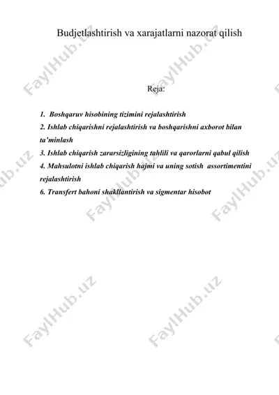 budjetlashtirish va xarajatlarni nazorat qilish — DOC