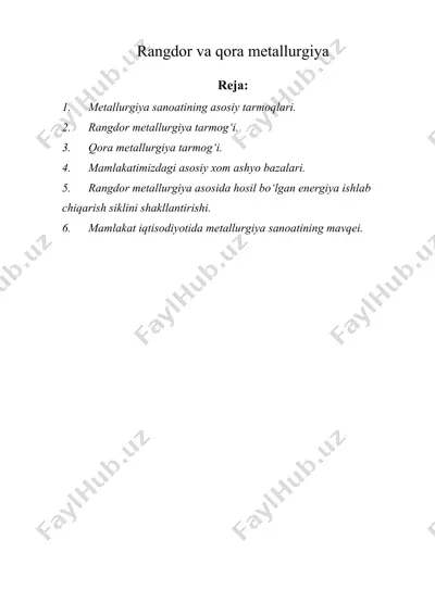 rangdor va qora metallurgiya — DOC