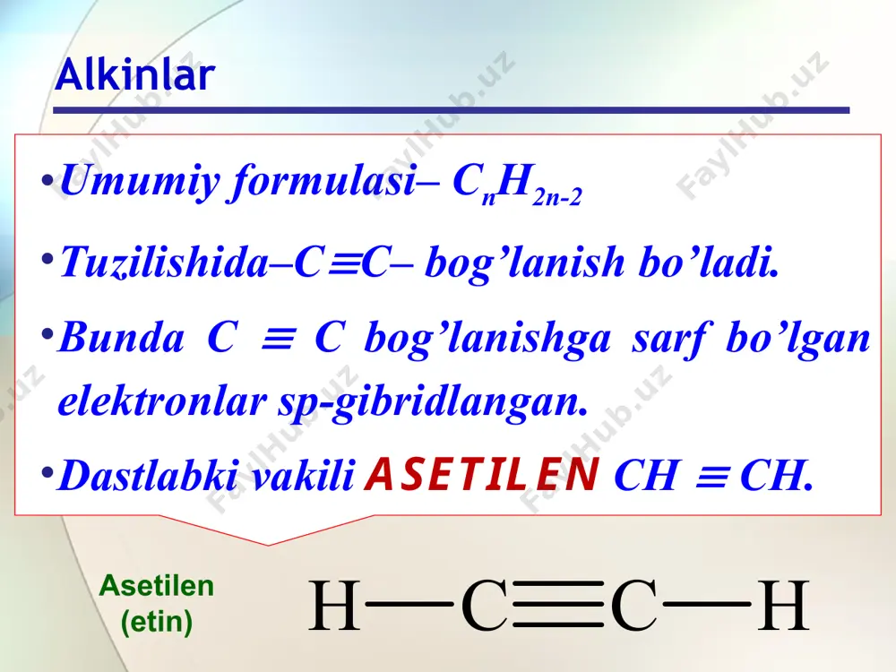 1 5 0 0 ° c h c c h + 3 h 2 c 2 h 6 1 2 0 0 ° c h c c h + 2 h 2 c a o + 3 c 2 5 0 0 ° c c a c 2 + c o c a c 2 + 2 h 2 o h c c h + c a ( o h ) 2 m g 2 c 3 + 4 h 2 o c h 3 c c h + m g ( o h ) 2 ch 2 br – ch 2 br ch º ch + 2kbr + 2h 2 o 2koh сп.эр. ch 2 br – ch 2 br ch º ch + 2kbr + 2h 2 o 2koh сп.эр. ch º ch + nanh 2 nh 3 ch º c – na ch 3 j ch º …