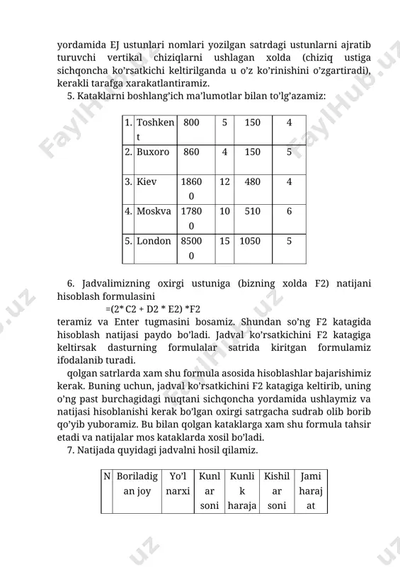 ms excel elektron jadvalida diagrammalar va grafiklar bilan ishlash - Page 5