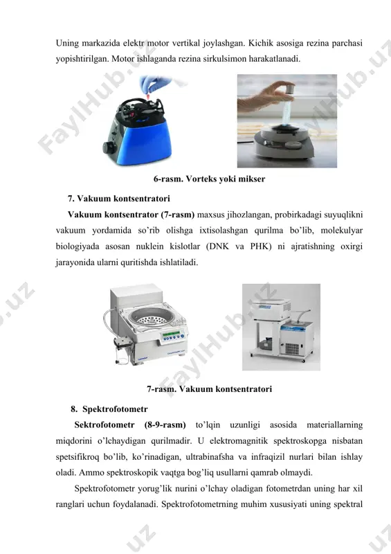 -stab precipitation -high salt rna ase (50 ml:200 mkl) -izapropanol -te buffer ishning mazmuni: bugungi kunda o’simlik dnk sini ajratish va tozalashning juda ko’plab usullari mavjud va bu usullar yangi tadqiqot ob’yektlariga nisbatan takomillashtirilib, o’zgartirilmoqda. dnk ekstraktsiyasining bir yoki boshqa usulini qo’llash, birinchi navbatda, o’rganilayotgan materialning o’ziga xosligi bilan belgilanadi va ikkinchidan, qanday maqsad bilan amalga oshirilishiga bog’liq: umumiy, yadroviy, xloroplast dnk ni yoki boshqa preparatlarni olish. yadroviy dnk, qoida sifatida, eng katta qiziqishdir, chunki u genlarning transkriptsiyasi uchun shablon sifatida xizmat qiladi. dnk ning ekstraktsiyalash usuli nisbatan sodda, yaxshi qayta ishlab chiqilishi va yetarli miqdorda qoniqarli tozalangan dnk preparatlarini tez ishlab chiqarish imkonini berishi kerak. o’simliklardan dnk ni izolyatsiya qilganda, o’simlik materiallarida kam dnk tarkibiga, hujayralarni yo’q qilish qiyinligiga va shuningdek, dnk ni tozalashni qiyinlashtiradigan ko’p miqdorda iflosliklar (polisaxaridlar, pigmentlar, taninlar) bilan bog’liq bir qator metodologik qiyinchiliklarga duch kelinadi. dnk rentabelligi manba moddasining tabiatiga bog’liq va bu to’qimada dnk …