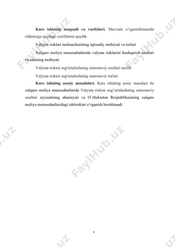 o’z navbatida shartnomada ishtirok etuvchi taraflarning ma’lum bir yo’qotishlariga olib kelishi mumkin. 70-yillarning boshidan barcha davlatlarning erkin suzadigan kurslar rejimiga o’tishi, tashqi iqtisodiy munosabatlar sohasida sezilarli salbiy oqibatlarga olib keldi. boshqacha qilib aytganda, jahon bozorida valyuta kurslarining erkin suzish sharoitida iqtisodiy muvozanatsizlik kuchaydi. valyuta riski deganda, tashqi iqtisodiy faoliyat jarayonida ayirboshlash kurslarini o’zgarishidan yoki boshqa turli valyuta operatsiyalarini amalga oshirilishida yuzaga kelishi mumkin bo’lgan yo’qotishlar (yoki daromad olish) tushuniladi. valyuta risklarining yuzaga kelishining asosiy sababi – valyuta kurslarini o’zgarishi hisoblanadi[footnoteref:2]. [2: а.ваҳобов, н.жумаев, у.бурхонов. халқаро молия муносабатлари. т.: шарқ. 2020. б.70] valyuta risk tijorat riskining bir ko’rinishi bo’lib, xalqaro moliya munosabatlari ishtirokchilari faoliyatida yuzaga keladi. valyuta risklari xorijiy valyutalarni turli xil kurs asosida sotish va sotib olish jarayonlarida muayyan zarar sifatida ifodalanadi. valyuta risklari bank operatsiyalari bozorining baynalmilallashuvi, transmilliy korporatsiyalar va moliyaviy tashkilotlarning tashkil etilishi hamda ular faoliyatining diversifikatsiyalashuvi bilan bog’liq bo’lib, valyuta kurslarining keskin tebranishi natijasida pul yo’qotishlari holatini …