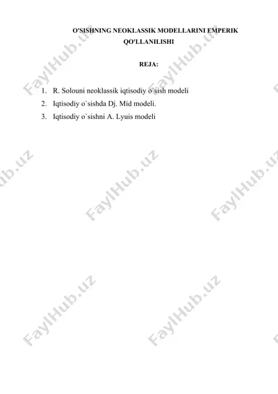 o'sishning neoklassik modellarini emperik qo'llanilishi — DOC