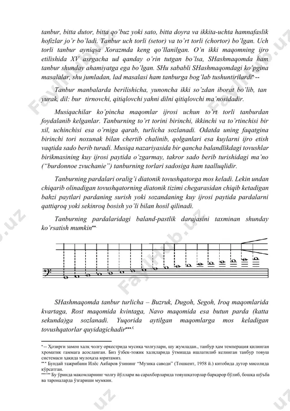 4 tagacha katta va kichik maqom yo’llari bor. lekin, maqomlarning xalq orasida mashhur bo’lgan cholg’u, ashula va surnay yo’llari bilan qo’shib hisoblaganda, ular juda katta sonni tashkil etadi. hozirda nashr etilgan kitoblarda maqomlarning cholg’u va ashula qismlari 208 dan 250 tagacha boradi. shashmaqom xalq ijodiyoti bilan doim munosabatda bo’lganligi va u asosda uzluksiz boyib, rivojlana borganligi musiqaning tarixiy manbalarida ham o’z aksini topgan. saroy musiqachi-bastakorlari oddiy xalq orasidan yetishib chiqqan mohir sanhatkorlar bo’lgan. masalan, yerlik musiqa nazariyachisi darvish ali changiy xalq orasidan yetishib chiqqan talantli musiqachilardan biri bo’lgan. uning musiqa risolasiga yozilgan so’z boshida, darvish ali yoshligidan musiqaga ishtiyoqi baland bo’lgani va chang chalishni yuksak mahorat bilan egallaganidan keyin saroyga taklif etilgani haqida gap boradi. hatto saroy musiqachilari rahbarlari darajasiga ko’tarilgan darvish ali kabi bunday musiqachi-bastakorlar nomi tarixda ko’plab uchraydi. bunday sanhatkorlar, shubhasiz, xalq musiqa boyliklarini saroy muhitiga uzluksiz olib kirganlar. lekin o’z navbatida u yerda ijro etilgan musiqa asarlari …