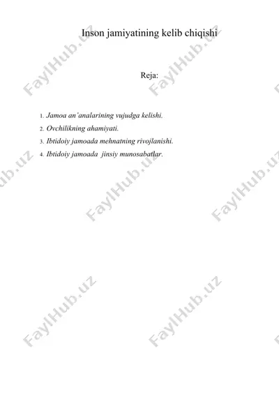 inson jamiyatining kelib chiqishi — DOCX