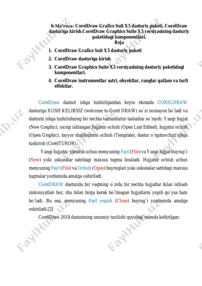 coreldraw graphics suite x5 dasturiy paketi — PDF