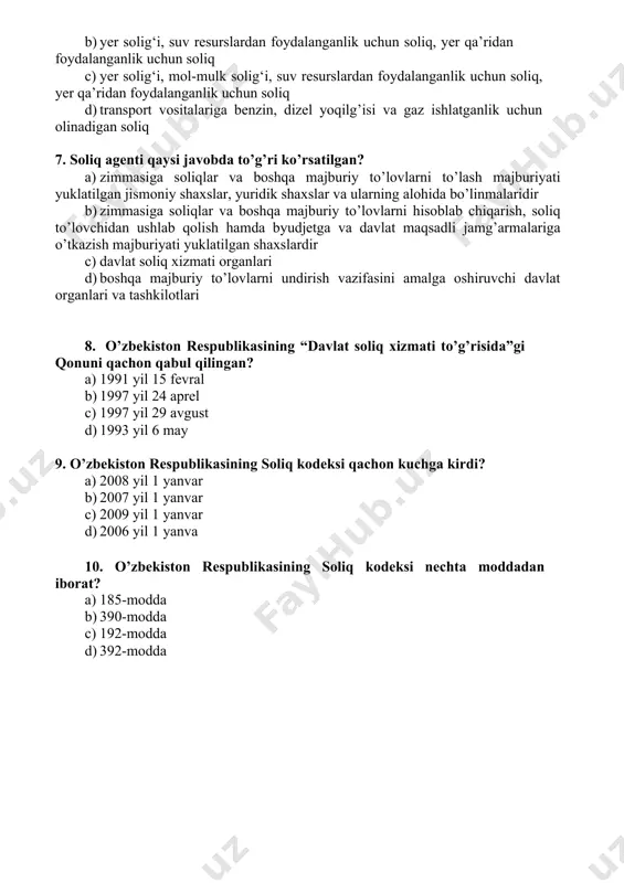 kodeksi nechta moddadan iborat? a) 185-modda b) 390-modda c) 192-modda d) 392-modda