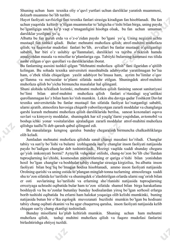 nchi bosqich kasb-hunar qollejlari va akademik litseylarda bajariladi va keyingi bosqichda universitet va institutlarda to’liqsiz oliy ma'lumotli bakalavrlar tayyorlash yo’lga qo’yiladi, nihoyat oxirgi bosqich magistrlar, ya'ni yo’nalish bo’yicha etuk mutaxassislar tayyorlash bilan natijalanadi. bu ishlarni amalga oshirishda ikkita katta muammo paydo bo’ladi. bulardan birinchisi bu tayyorlov bosqichlarini amalga oshirishi kerak bo’lgan mutaxassis kadrlar va ikkinchisi o’quv-uslubiy ko’rsatmalar va darsliklar masalasidir. hozirgi vaqtda bu masalalarni hal qilishga birmuncha ahamiyat berilayotgan bo’lsa ham, o’zbek tilida darsliklar yaratish masalasi etarlicha oldinga siljiyotgani yo’q. hattoki o’quv tizimining quyi bosqichlarida ham darsliklar masalasi hal qilingan emas. oliy o’quv yurtlarida o’zbek tili davlat tili deb e'lon qilingan vaqtdan beri, darslar o’zbek tilida olib borilayotgan bo’lsa ham, foydalanilayotgan darsliklar eski ittifoq zamonida chiqarilgan rus tilidagi darsliklardan iborat. o’zbek tilida dars olib borilgandan keyin, rus tilidagi adabiyotlar tavsiya qilish, shubhasiz noqulay ahvol hisoblanadi. yana shuni ham ta'kidlash kerakki, rus tilidagi adabiyotlarning texnika sohasiga tegishli hollarda atamalar (terminlar) masalasi …
