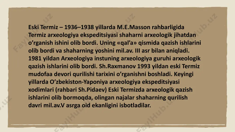 monografiyasi shular sirasiga kiradi. ayniqsa, kato kyudzoning jahonga tanilgan oʻzbekistonlik qadimshunos olimlar — akademiklar yahyo gʻulomov, galina pugachenkova, edvard rtveladze hamda taniqli arxeologlar shokir pidayev va bahodir turgʻunov bilan ilmiy hamkorligi muhim ahamiyat kasb etdi. keyinchalik ular oʻrtasida chin doʻstlik munosabatlarining oʻrnatilishi oʻzbek-yapon ilmiy aloqalari mustahkamlanishida oʻziga xos omil boʻldi. u oʻzbekiston olimlari qalamiga mansub “qadimgi panjikent”, “koʻhna xorazm” singari bir qator kitoblarni, shuningdek, mashhur sharqshunos a.yakubovskiyning samarqand tarixiga bagʻishlangan hamda l. albaumning afrosiyobdagi tasviriy sanʼat namunalari tavsif etilgan asarlarini yapon tiliga tarjima qilgan va yaponiyada nashr etishga bosh-qosh boʻlgan. olimning ilmiy qiziqishlari koʻlami nihoyatda qamrovdorligi bilan ajralib turadi. xususan, kato kyudzo bir paytning oʻzida: rus-yapon munosabatlari hamda uzoq sharq va sibir tarixi; oʻrta osiyo arxeologiyasi; qadimgi va oʻrta asrlar tarixshunosligi va oʻzbekiston madaniyati yodgorliklari; geografik kashfiyotlar tarixi; tarixchilar, geograflar hamda sayyohlarning hayoti va faoliyati yoʻnalishlarida izchil ilmiy tadqiqotlar olib borgan. 2019-yil 27-may sanasida o‘zbekiston respublikasi fanlar akademiyasi arxeologik tadqiqotlar …