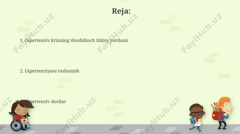 omillari qon bosimining ko'tarilishiga sezilarli hissa qo'shadi, bu esa aholi orasida gipertenziya tarqalishining yuqori bo'lishiga olib keladi. beta-blokerlar beta-blokatorlar yurak urish tezligini daqiqada 60-100 urish oraligʻida ushlab turishga yordam beradi, ammo dozani oshirib yuborilganda bradikardiya (yurak urishining sekinlashuvi) xavfini oshiradi. ba'zi beta-blokatorlar, masalan, metoprolol, qon bosimini pasaytirishda samarali bo'lib, qon tomirlarini kengaytirish orqali periferik qarshilikni kamaytiradi. gipertenziv kriz: ta'rifi va sabablari gipertenziv kriz – bu sistol qon bosimi 180 mm hg dan yuqori yoki diastol qon bosimi 120 mm hg dan yuqori bo'lgan shoshilinch holat bo'lib, organlar shikastlanishiga olib kelishi mumkin. gipertenziv krizning asosiy sabablaridan biri bu yurak-qon tomir kasalliklari, masalan, yurak yetishmovchiligi yoki aortal disseksiyasi, va buyrak kasalliklari hisoblanadi. gipertenziyaning alomatlari gipertenziyaning surunkali yuqori qon bosimi bilan bog'liq alomatlari, masalan, bosh aylanishi, quloqlarning shang'illashi va yurak urishi tezlashishi, uzun muddatli davolanishsiz yomonlashishi mumkin va buyrak yetishmovchiligi xavfini oshirishi mumkin. qon bosimining 180/120 mm hg dan yuqori ko'tarilishi, shuningdek, ko'ngil …