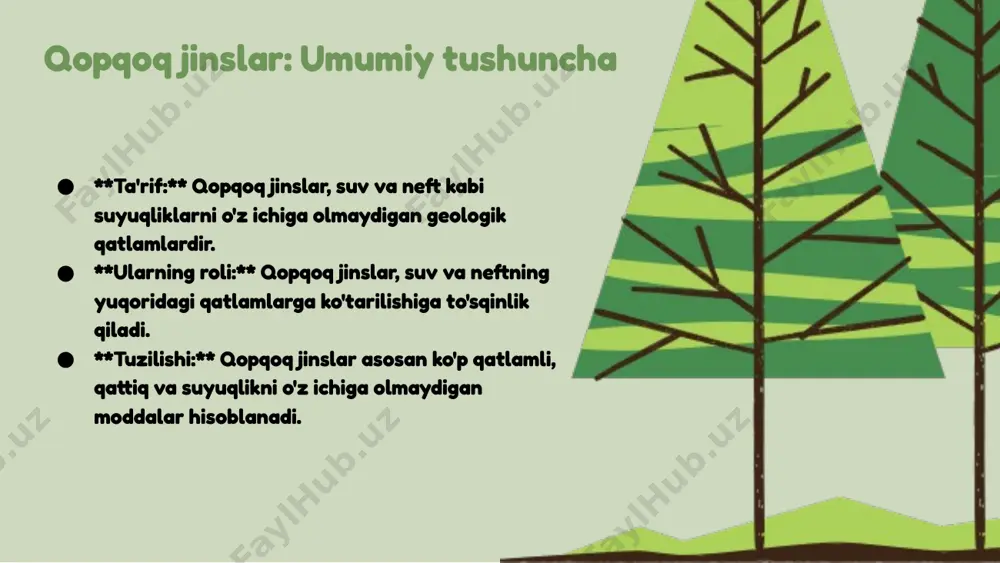 ni saqlashda muhim rol o'ynaydi. ekologik ahamiyati suv o'tkazmaydigan qopqoq jinslar, o'zining suv resurslarini himoya qilishdagi muhim roli bilan ekologik muvozanatni saqlashda katta ahamiyatga ega. ular er osti suvlarini ifloslanishdan himoya qiladi va ekosistemalarning sog'lom rivojlanishini ta'minlaydi. suv o'tkazmaydigan qopqoq jinslarining mavjudligi ekosistemalarga ijobiy ta'sir ko'rsatadi, suv resurslarining 60% gacha yuqori sifatini saqlaydi va biologik xilma-xillikni 20% ga oshiradi. qopqoq jinslar va suv muhofazasi suv o'tkazmaydigan qopqoq jinslar suv muhofazasi jarayonida muhim rol o'ynaydi. ular yer osti suvlarining yuqori qatlamlarga o‘tkazilishining oldini olib, suvning tabiiy zaxiralarini saqlashga yordam beradi. misol uchun, qopqoq jinslari orqali suv oqimining boshqarilishi, suv manbalarini himoya qilishda samarali strategiyalarni talab qiladi. to'g'ri boshqarish usullari sifatida, suv oqimlarini nazorat qilish va monitoring tizimlarini joriy etish muhimdir. bunda, suv manbalarining mudofaasini ta'minlash uchun ilg'or texnologiyalar va tajribalar qo'llanilishi kutiladi. photo by marco canepa on unsplash xulosa qopqoq jinslari, suv va neftni o'tkazmaydigan geologik qatlamlar sifatida, neft va gaz …