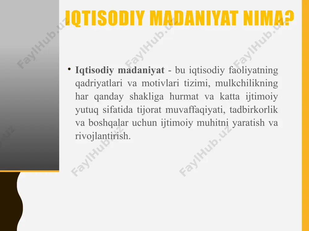 an tadqiqotlar shuni koʻrsatdiki, yuqori diniy cheklovlar yosh tadbirkorlarni toʻxtatadi va biznesdagi raqobatchilarga oʻz raqiblariga hujum qilish uchun diniy qonunlardan iqtibos keltirish imkonini beradi. 2. iqtisodiy o'sishni kuchaytiruvchi ijtimoiy va individual me'yorlar din ijtimoiy standartlarni o'rnatish va individual shaxslarni shakllantirish orqali iqtisodiy qarorlar qabul qilishga ta'sir qiladi. dindorligi yuqori bo'lgan jamoalarda joylashgan firmalar barqaror iqtisodiyotga yordam beradigan axloqiy me'yorlarga rioya qilishadi. vashington universitetidan jeffri kallen va xiaoxua fang tomonidan 2015-yilda o‘tkazilgan tadqiqot shuni ko‘rsatdiki, shtab-kvartirasi dindorlik darajasi yuqori bo‘lgan okruglarda joylashgan kompaniyalarda menejerlar yomon xabarlar tarqatish holatlari kamroq bo‘ladi va shunga mos ravishda kelgusida qimmatli qog‘ozlar narxining qulashi xavfi sezilarli darajada past bo‘ladi. 1) banklar shtab-kvartirasi dindorlik yuqori bo'lgan hududlarda joylashgan bo'lib, inqiroz davrida kamroq xavf tug'dirdi va kam qiymatli vayronagarchilikka duch keldi. 2) rays universiteti tadqiqotchilarining ma'lum qilishicha, shtab-kvartirasi o'ta diniy hududlarda joylashgan kompaniyalarda, o'lchanganiga ko'ra, kamroq diniy jamoalarga qaraganda “noto'g'ri xulq-atvor” holatlari kamroq bo'lgan. firmaga qarshi qo'zg'atilgan qimmatli …