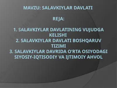 salavkiylar davlati — PPTX