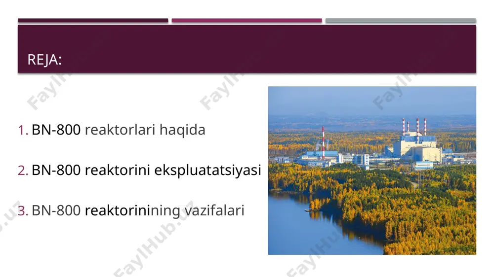 falari bn-1200 tez tijorat reaktorlari uchun texnologiyalarni yakuniy ishlab chiqish va ikki komponentli atom energetika tizimining elementlari va texnologiyalarini ishlab chiqishdir, masalan: uran-plutoniy yoqilg'isini ishlab chiqarish va qayta tiklash texnologiyalari; termal reaktorlar yoqilg'isida hosil bo'lgan kichik aktinidlar uchun yonish texnologiyasi; yopiq yonilg'i aylanishining termal reaktorlari bilan birlashtirilgan texnologiyalar xulosa xulosa qilib aytganda bn reaktorlari ko'p afzalliklarga ega bo'lsa-da, ular vver (pwr) reaktorlariga qaraganda qimmatroq. qurilish uchun ular ko'proq metall talab qiladi: oraliq nasoslar va issiqlik almashinuvchilari bo'lgan kattaroq reaktor idishi (lekin bosimsiz) va murakkab bug 'generatorlari. bn-1200 loyihasining asosiy maqsadi an'anaviy reaktorlar bilan raqobatbardosh bo'lish uchun birlik narxini pasaytirishdir. ushbu maqsadga erishish uchun barcha tizimlarni qayta ko'rib chiqish va optimallashtirish kerak. ammo bitta tizim alohida qiziqish uyg'otadi: bug 'generatorlari. bn-600 sg 72 qismdan, bn-800 sg 60 qismdan iborat adabiyotlar (barchasi rus tilida) http://www.atominfo.ru/newsa/ j0881.htm http://mntk.rosenergoatom.ru/ mediafiles/u/files/2016/ materials 016/plenar_rus/ golovnoj_blok_novogo_ pokoleniya._osobennosti_ve.pdf http://www.atominfo.ru/news/ air2994.htm http://www.belnpp. rozenergoatom.ru/rreources/ cfd24f0043bec589fdf http: // rooshenie -moks-mok-800 http: …