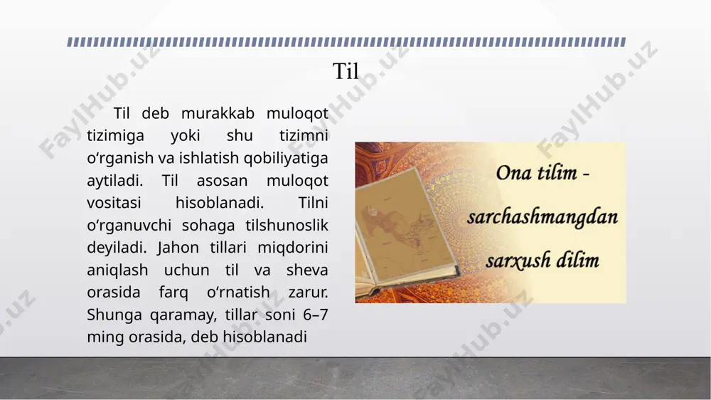 rab. – toʻgʻri yozish), orfografiya – soʻz va gaplarning, soʻz qismlarining fafika vositalari yordamida toʻgʻri yozilishi; muayyan tildagi toʻgʻri yozish qoidalari majmui. bu qoidalar soʻzlarning tovush tarkibi hamda soʻz va uning morfologik tarkibining yozilishi, soʻzlarni qoʻshib yoki alohida yozish, bosh harflarni toʻgʻri qoʻllash, boʻgʻin koʻchirish va boshqa bevosita yozuv bilan bogʻliq boʻladi. imlo qoidalari 1995-yil 24-avgustda “o‘zbek tilining asosiy imlo qoidalari”, tasdiqlangan va, eng asosiysi, 2010-yildan e’tiboran davlat tilga va yangi alifboda ish yuritishga o‘tilgan bo‘lsa-da, bir qator korxonalarda hujjatlar, ish qog‘ozlarini yangi davr talabida yuritishga o‘tish biroz qiyinchilik bilan kechmoqda. o‘zbek adabiy talaffuz me’yorlari. orfoepiya (orto... yun. epos — nutq, talaffuz) —1) tilshunoslikning adabiy talaffuz meʼyorlarini oʻrganuvchi boʻlimi; 2) muayyan milliy tilning talaffuz meʼyorlariga mos holda bir xil talaffuzni taʼmin-lovchi qoidalar tizimi va ularga rioya qilish. ogʻzaki nutq talaffuzining bir xilligi, imlo (orfografiya) kabi lisoniy muomalani yengillash-tiradi. "o." tushunchasi keng va tor maʼnoda 2 xil tushuniladi: keng maʼnoda — …