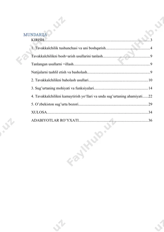 yos. shu nuqtai nazardan sug’urta bozorini rivojlantirish aholi, tadbirkor va ishbilarmonlar uchun turli xildagi xizmat turlarini joriy etish va ulari sodir bo’lish ehtimol bo’lgan zarar va baxtsiz hodisalardan himoyasini ta’minlash bugungi kunning dolzarb masalalaridan biriga aylandi. kurs ishining tuzilishi. mazkur kurs ishi: kirish, 5 ta reja, xulosa va adabiyotlardan tarkib topgan. 1. tavakkalchilik tushunchasi va uni boshqarish kichik biznes hamda xususiy tadbirkorlikni rivojlanib borishi bilan xo‘jalik yuritishning asosini tashqil etuvchi raqobatning ahamiyati ortib bormoqda. bunday sharoitda muvaffaqiyatli faoliyat yuritish uchun tadbirkorlar samarali boshqaruv uslublarini bilishlari, tavakkalchilik chegaralarini aniqlay olishlari, mavjud variantlardan eng maqbulini tanlay olishlari kerak. bu esa tadbirkorning ishbilarmonlik o‘obiliyati bilan belgilanadi va har bir tadbirkordan ma’lum darajada bilim va malaka talab qiladi. tadbirkorlik – foyda olish maqsadida o‘z mol-mulkini tavakkkalchilik asosida biznesga tikish jarayoni ekanligi tufayli, bunday faoliyat doimiy ravishda ma’lum bir xatarlar bilan bog‘liq bo‘ladi. mamlakatimiz va xorijda to‘plangan tajribalar tadbirkorlik faoliyatini tavakkalchiliksiz amalga oshirib bo‘lmasligini ko‘rsatmoqda. …