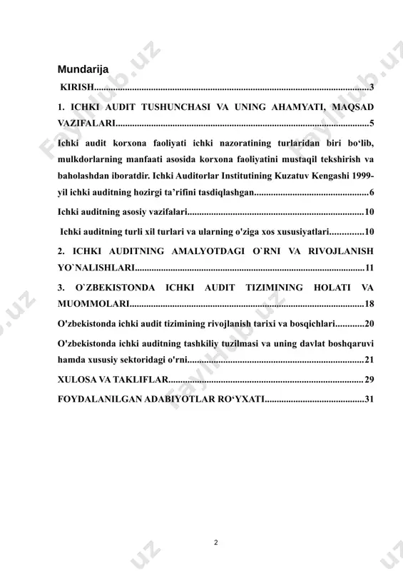 tizimini to‘g‘ri tashkil etish va uni rivojlantirish muhim masalalardan biri hisoblanadi. bu jarayonda xalqaro standartlar va ilg‘or tajribalarga asoslangan yondashuvlar muhim rol o‘ynaydi. ichki auditning xalqaro standartlarga mos kelishi tashkilotlarning global bozor talablariga javob berishini ta’minlaydi. xalqaro amaliyotda ichki audit jarayonlarida iso, iia (institute of internal auditors) kabi tashkilotlarning tavsiyalaridan foydalanish keng tarqalgan. shuningdek, ichki audit samaradorligi uning qanday tashkil etilganligiga bog‘liq. ichki auditorlar mustaqil va xolis bo‘lishi, boshqaruvdan mustaqil ravishda tekshiruv o‘tkazishi hamda o‘z xulosalarini aniq va asosli tarzda taqdim etishi lozim. ichki auditning asosiy tamoyillari orasida obyektivlik, kasbiy axloq normalariga rioya qilish, tizimli va muntazam yondashuv kabi omillar muhim rol o‘ynaydi. bundan tashqari, ichki audit natijalari asosida tashkilot rahbariyati aniq qarorlar qabul qilishi va ularni amaliyotga tatbiq etishi zarur. ichki auditdan samarali foydalanish korxonaning uzoq muddatli barqaror rivojlanishiga xizmat qiladi. ichki audit faqat tekshirish jarayoni bo‘lib qolmay, balki tashkilotning biznes jarayonlarini optimallashtirish va uning samaradorligini oshirish vositasidir. bugungi …