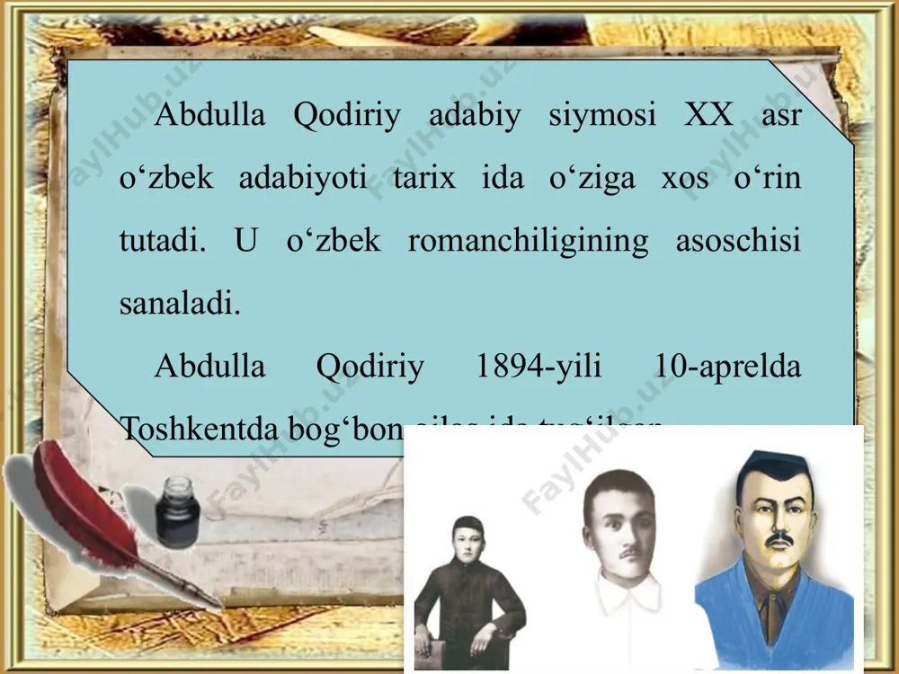 » kabi hajviy asarlar yozdi. hayotni kuzatib, voqealarga nisbatan turli yo‘sinda hajviy-tanqidiy munosabatlar bildirdi. shu jarayonda «felyetonlar qiroli» nomini oldi. abdulla qodiriyning mashhur «o‘tkan kunlar» romanining ayrim fasllari dastlab 1923–1924-yillari «inqilob» jurnalida e’lon etildi. 1925–1926-yillari romanning har bir bo‘limi alohida kitob holida bosildi. «o‘tkan kunlar» yaratilgan davr o‘zbek xalqi uchun millatning erki, ozodligi, mustaqilligi, jahondagi o‘rni masalasi hayot-mamot ahamiyatiga molik edi. adib bu roman orqali xalqning milliy ongini uyg‘otmoqchi bo‘ldi. «tariximizning eng kirlik, qora kunlari» – yurtni mustamlaka balosiga giriftor etgan keyingi «xon zamonlari» – xix asr miqyosidagi mudhish tarixiy jarayonlarning haqiqatidan xalqqa saboq bermoqchi bo‘ladi. «o‘tkan kunlar» romanining ma’no-mundarija doirasi, aslida, ancha keng. unda xilma-xil insoniy taqdirlar ijtimoiy-siyosiy, ma’naviy-axloqiy, oilaviy-ishqiy muammolar qalamga olingan. bir oq ular orasida yurtning, millatning taqdiri mustaqilligi masalasi alohida ajralib turadi. el-yurtning mustaqilligi, birligi masalasi romanning pafosini tashkil etadi. asarning bosh qahramonlari otabek va yusufbek hojilar shu yurt istiqloli, farovonligi, osoyishtaligi yo‘liga hayotini, jonini tikkan …