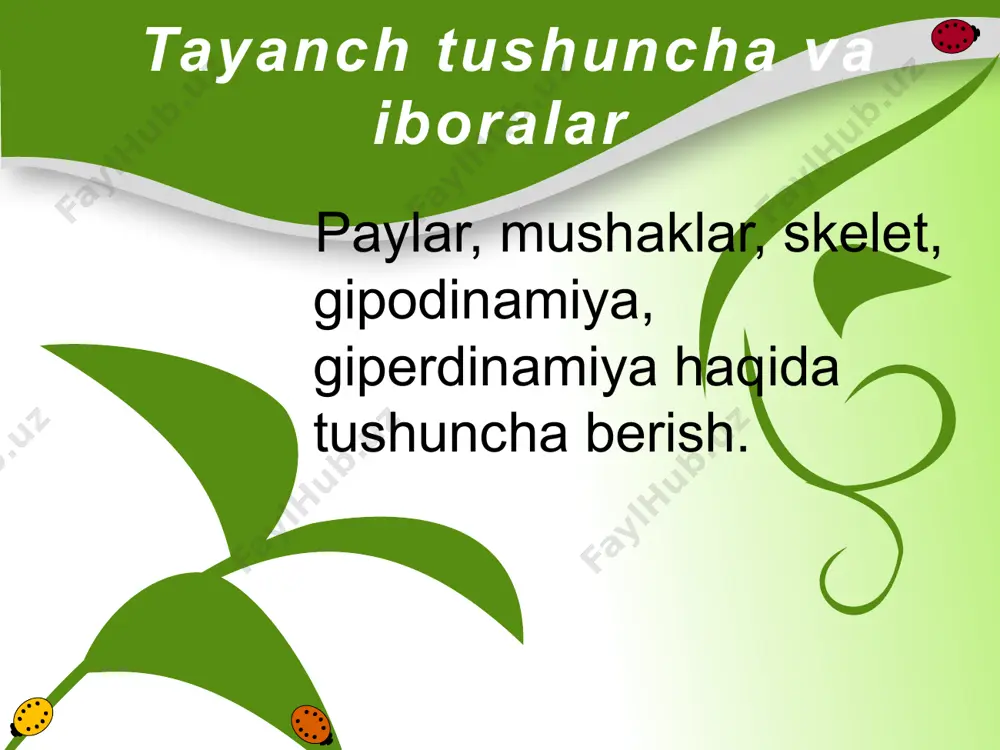 asi yassi, qorin oldinga chiqqan bo`ladi, umurtqa pog`anasining bеl qismi normadan ko`proq oldinga bukilishi kuzatiladi. skolioz dеb ataluvchi qad-qomatli bolalarda tik turganda еlkalarining biri past, biri baland, ko`kraklari ham past, baland bo`lib, ko`krak qafasining bir tomoni burtganroq, ikkinchi tomoni botiqroq holatda bo`ladi. qad-qomatning buzilishi faqat tashqi ko`rinishni emas, balki ichki organlar (upka, yurak, jigar, buyrak, oshqozon va ichak kabilar) ning rivojlanishi va funktsiyasiga ham salbiy ta'sir ko`rsatadi. sinf jixozlariga quyiladigan gigiеnik talabdar o`quvchilarni partaga o`tkazishda bo`yini parta raqamiga moslash zarur. bo`yi eng past bola 110 sm., novchasi 179 – 180 sm. bo`ladi. barcha o`quvchilar 7 ta bo`y guruhiga bo`linadi. parta raqamlari ham 6 dan 12 gacha a.f. listov bolani bo`yiga qarab parta nomеrini aniqlash uchun quyidagi formulani tavsiya qiladi, ya'ni bola bo`yining oldingi raqami unligidan 5 ni ayrilsa, shu bola o`tiradigan partaning nomеri kеlib chiqadi. masalan, bolaning bo`yi 148 sm., 14 dan 5 ni ayirib tashlaymiz, unda 9 qoladi. dеmak, …