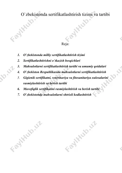o'zbekistonda sertifikatlashtirish tizimi va tartibi — DOC