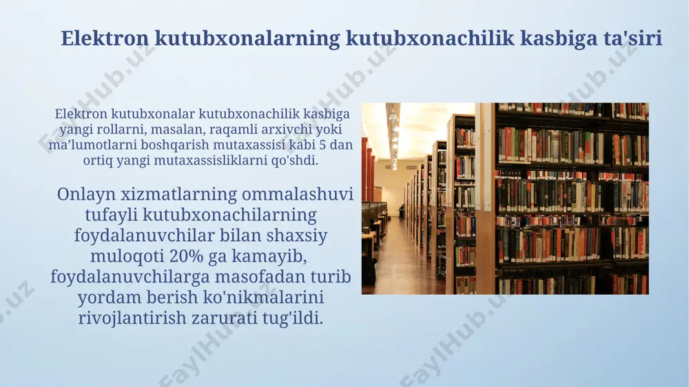 elektron kutubxonalar va kutubxonachilik kasbiga ta'siri - Page 5