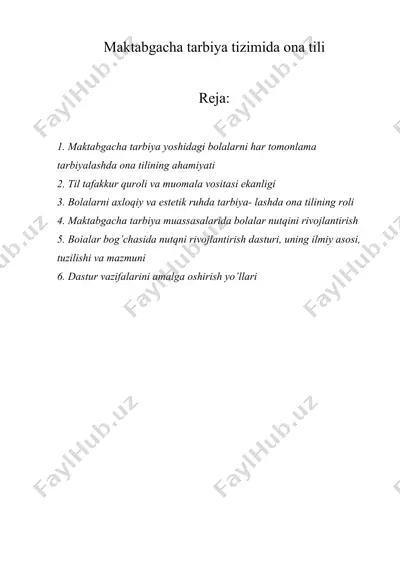 maktabgacha tarbiya tizimida ona tili — DOCX
